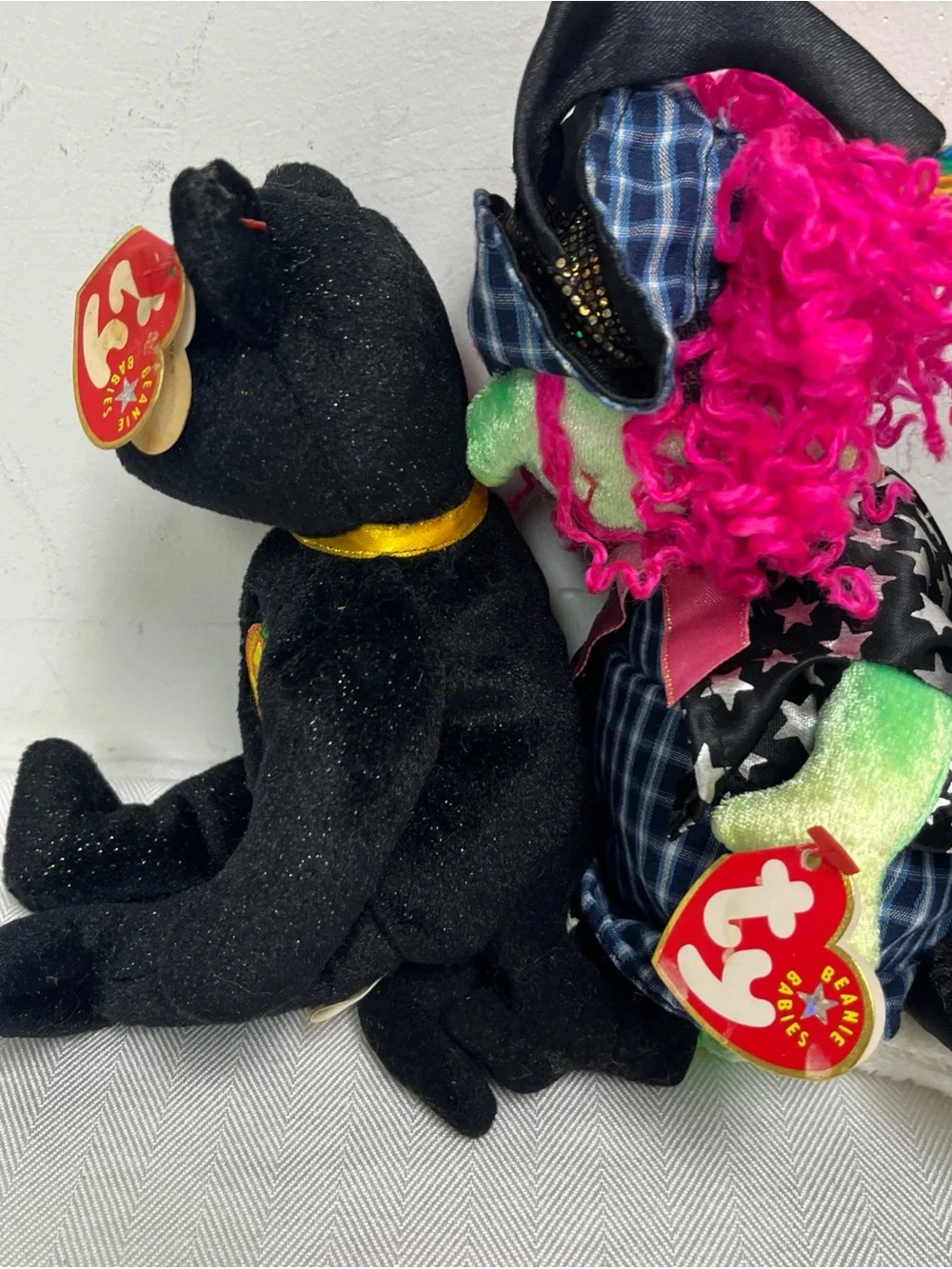 Ty Beanie Babies Halloween plush lot cat skeleton pumpkin bear Witch